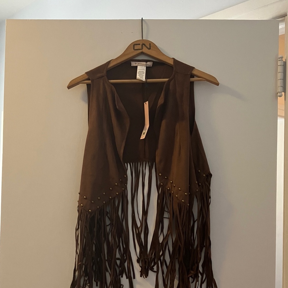 BCBGeneration Chocolate Brown Vest with Fringe - Faux Suede - NWT - One Size